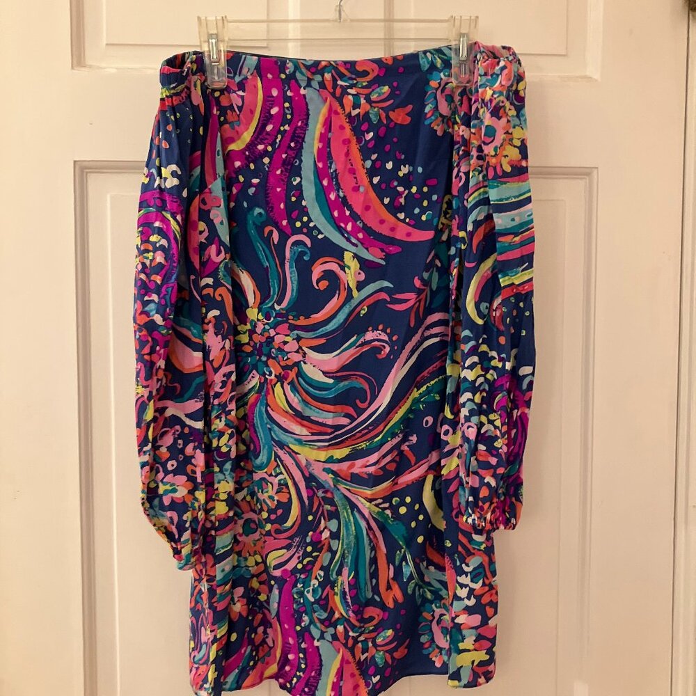 Lilly Pulitzer Adira Silk Off Shoulder Dress Beach Loot- Size XS